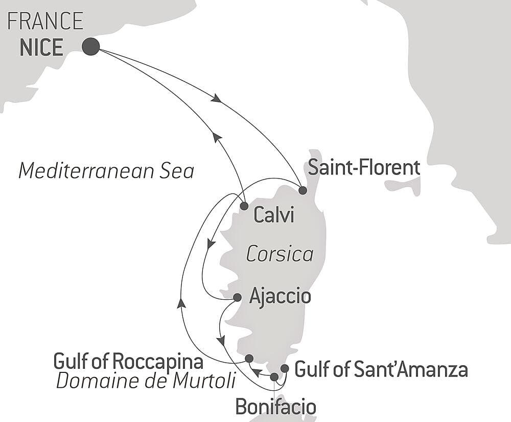 Corsican shores, under Sail Aboard Le Ponant