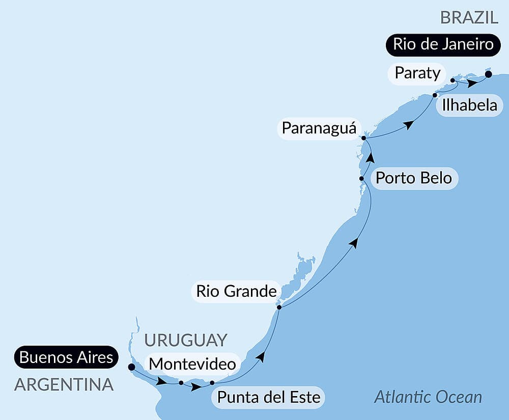 Emblematic South American shores and cities